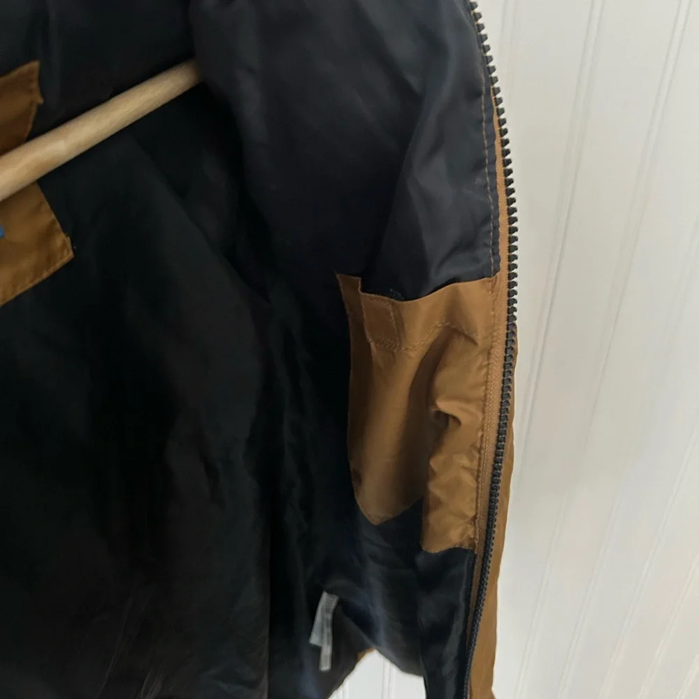 Perry Ellis Boys Size 14/16 Tan Brown Quilted Winter Jacket Coat